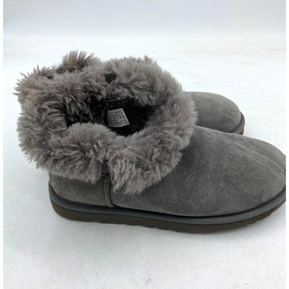 UGG Mini Bailey Button Bling 1003889 Gray Mouton - Women's Boots Size 8 - Picture 2 of 10